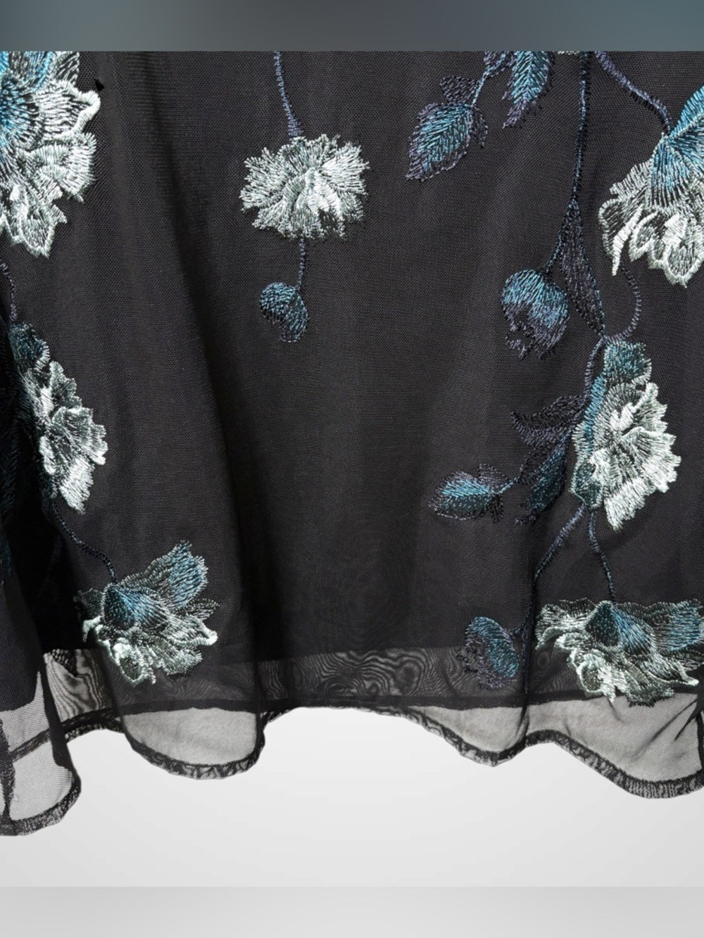 Charter Club Black Metallic Embroidered Top S Sheer Sleeve Y2K Whimsigoth Witchy - Picture 6 of 12